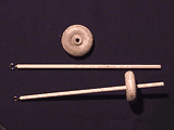 Drop Spindle made with wooden car wheel